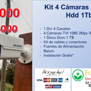 kit 4 camaras +dvr+hdd1
